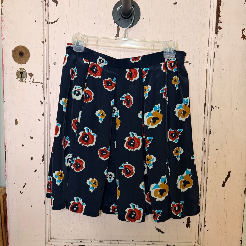 Hazel Navy Floral Pleated Skater Skirt